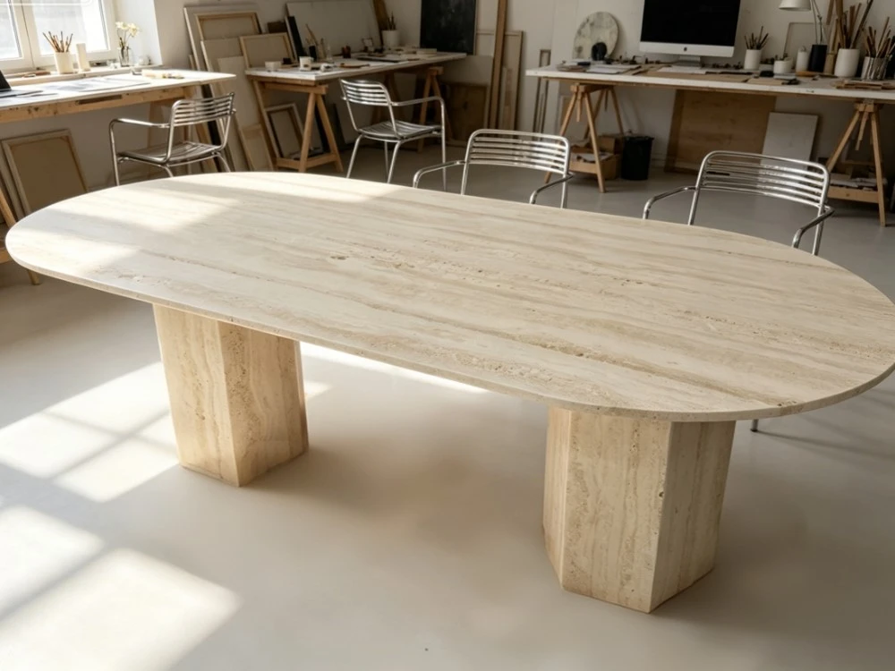 Travertine Oval dining table Travertine Oval dining table